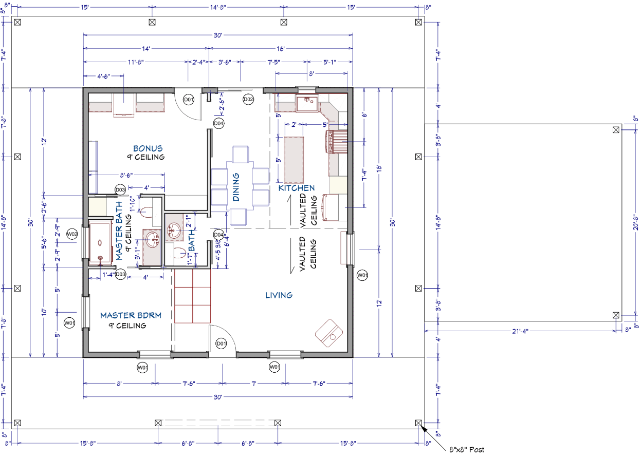 Slatemill Barndominium House Plan (PL-101224)